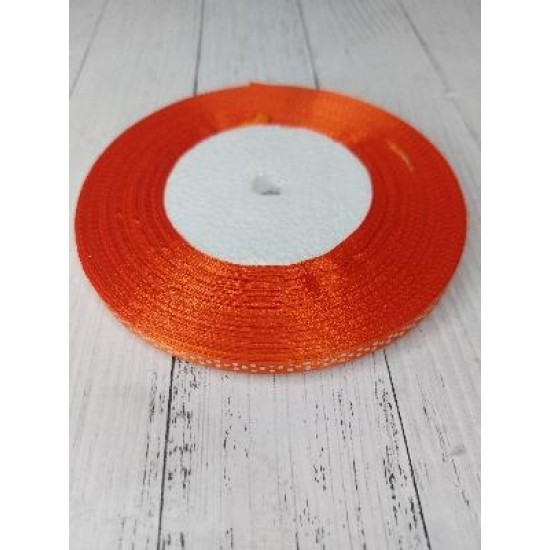 Лента атласная в горох 0.6 см цв. оранжевый, цена за 5 м